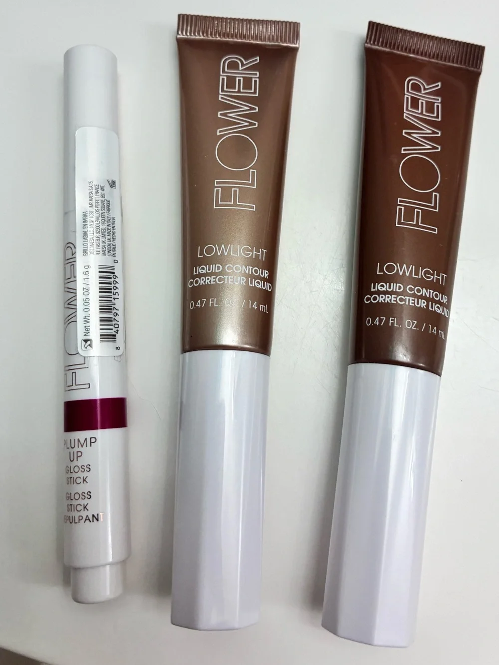 Flower Makeup Bundle Lowlight Liquid Contour x2 + Plump Up Gloss stick in heated